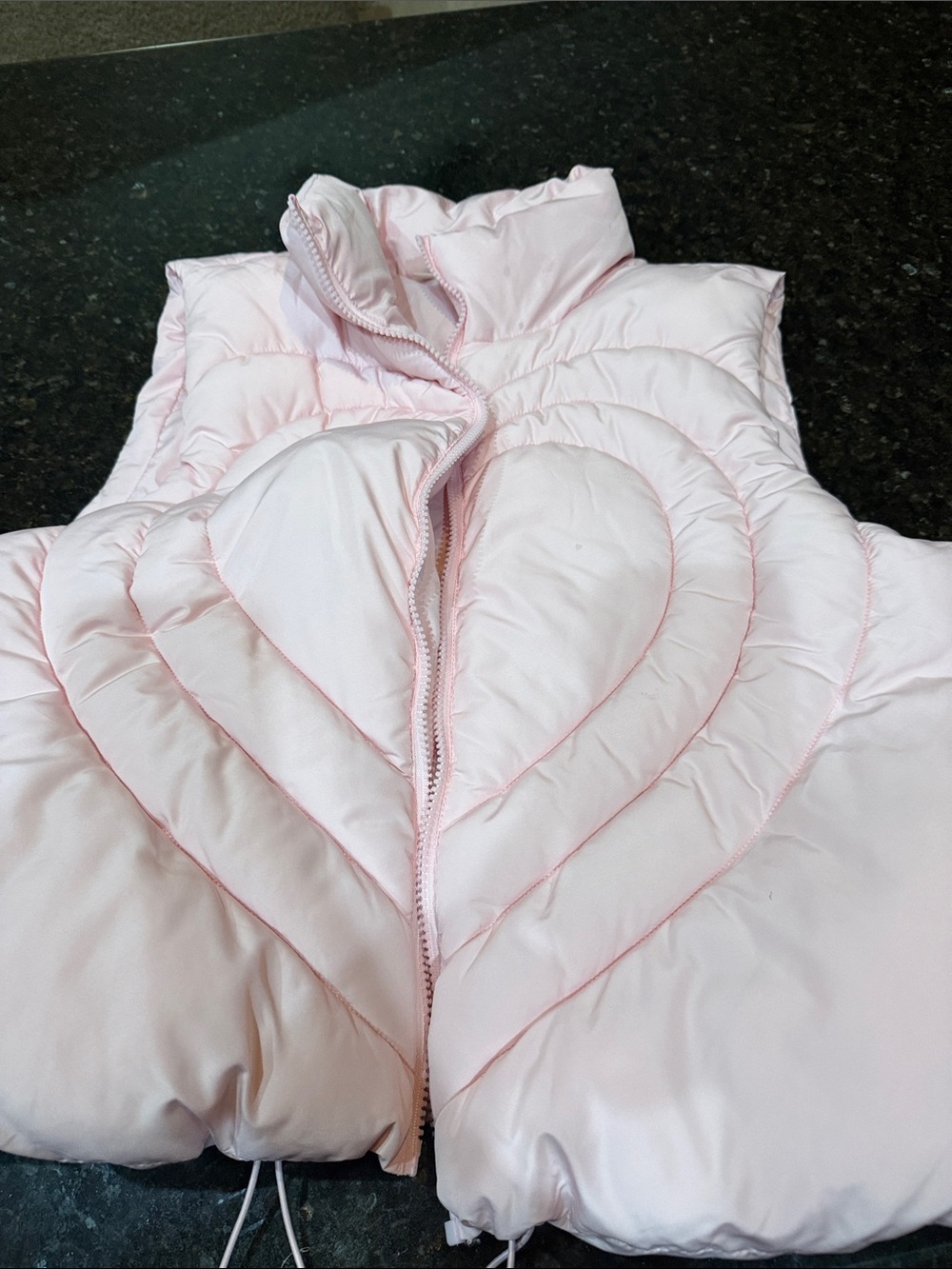 No Boundaries Light Pink Quilted Heart Puffer Vest